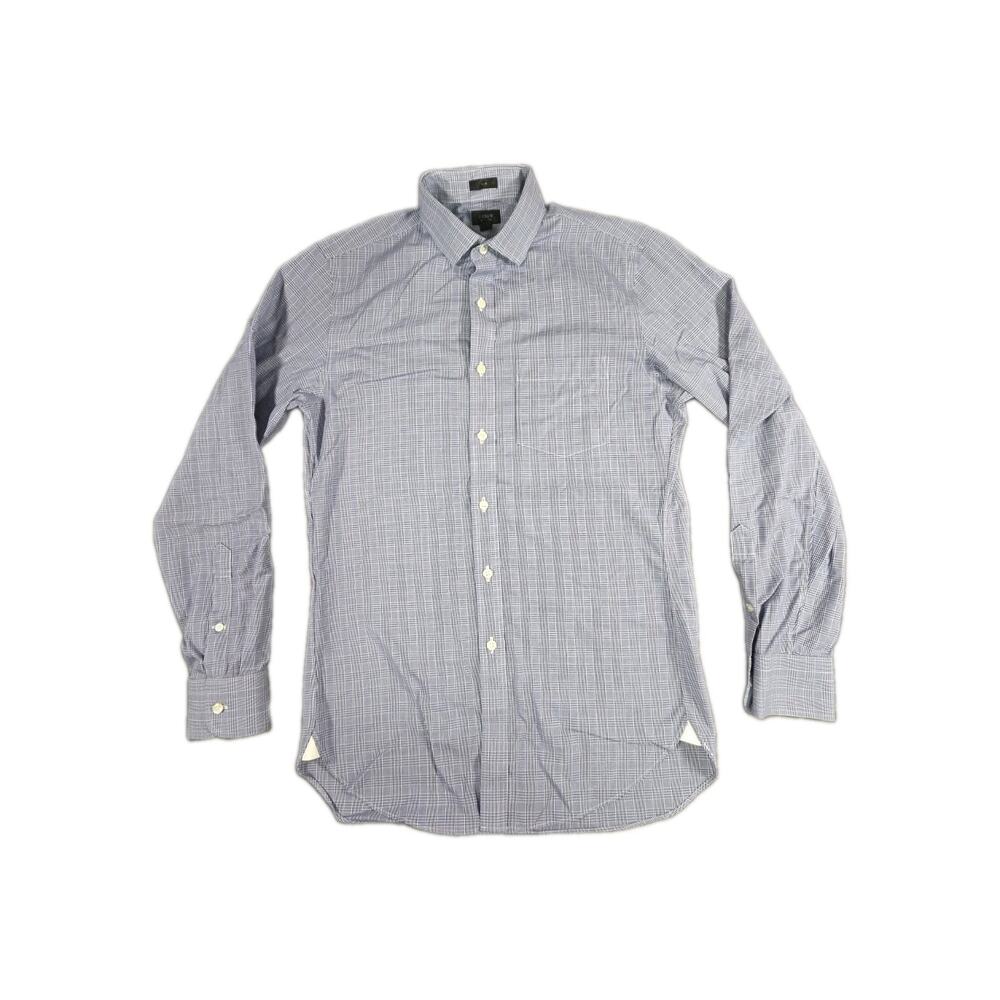 J.Crew Men's Slim Fit Blue Plaid Dress Shirt Sz S Non-Iron Modern Style C10
